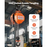 VEVOR Trekkoord met 2 T draagvermogen, handketting, 3 m hefhoogte, hoes met G80-ketting, krachtige takel, handmatige takel voor garages, magazijnen, automobielmachines, oranje