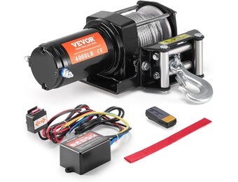 VEVOR Elektrische Lier 4000 lbs - 12V Lier voor ATV/UTV - Zwart