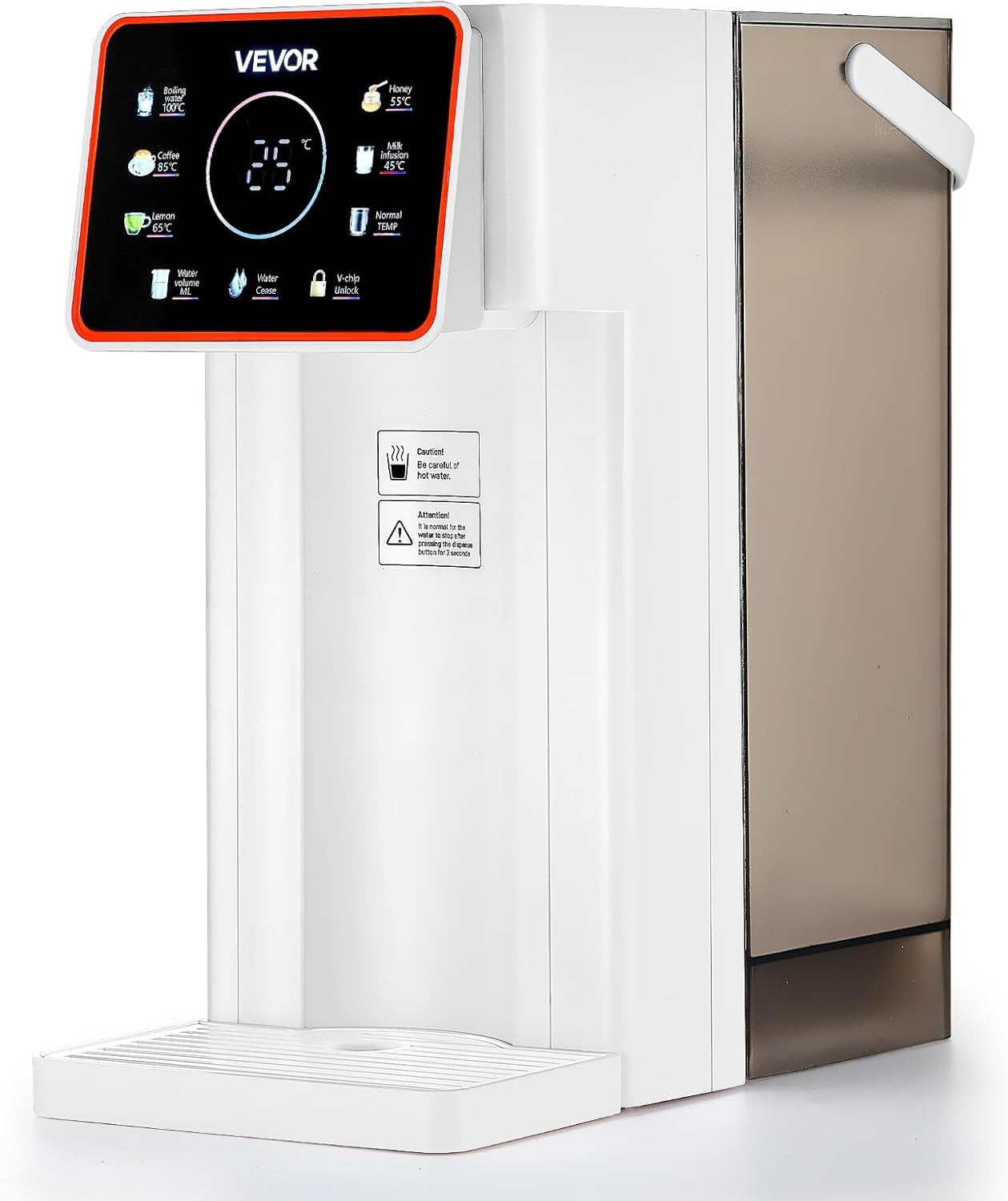 VEVOR Instant warmwaterdispenser, aanrecht kokend water dispenser met instelbare 6 temperaturen en 7 watervolumes, 100 oz verwijderbare watertank, snelle verwarming met touchscreen en kinderslot voor