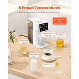 VEVOR Instant warmwaterdispenser, aanrecht kokend water dispenser met instelbare 6 temperaturen en 7 watervolumes, 100 oz verwijderbare watertank, snelle verwarming met touchscreen en kinderslot voor