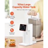 VEVOR Instant warmwaterdispenser, aanrecht kokend water dispenser met instelbare 6 temperaturen en 7 watervolumes, 100 oz verwijderbare watertank, snelle verwarming met touchscreen en kinderslot voor