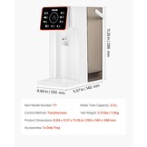 VEVOR Instant warmwaterdispenser, aanrecht kokend water dispenser met instelbare 6 temperaturen en 7 watervolumes, 100 oz verwijderbare watertank, snelle verwarming met touchscreen en kinderslot voor