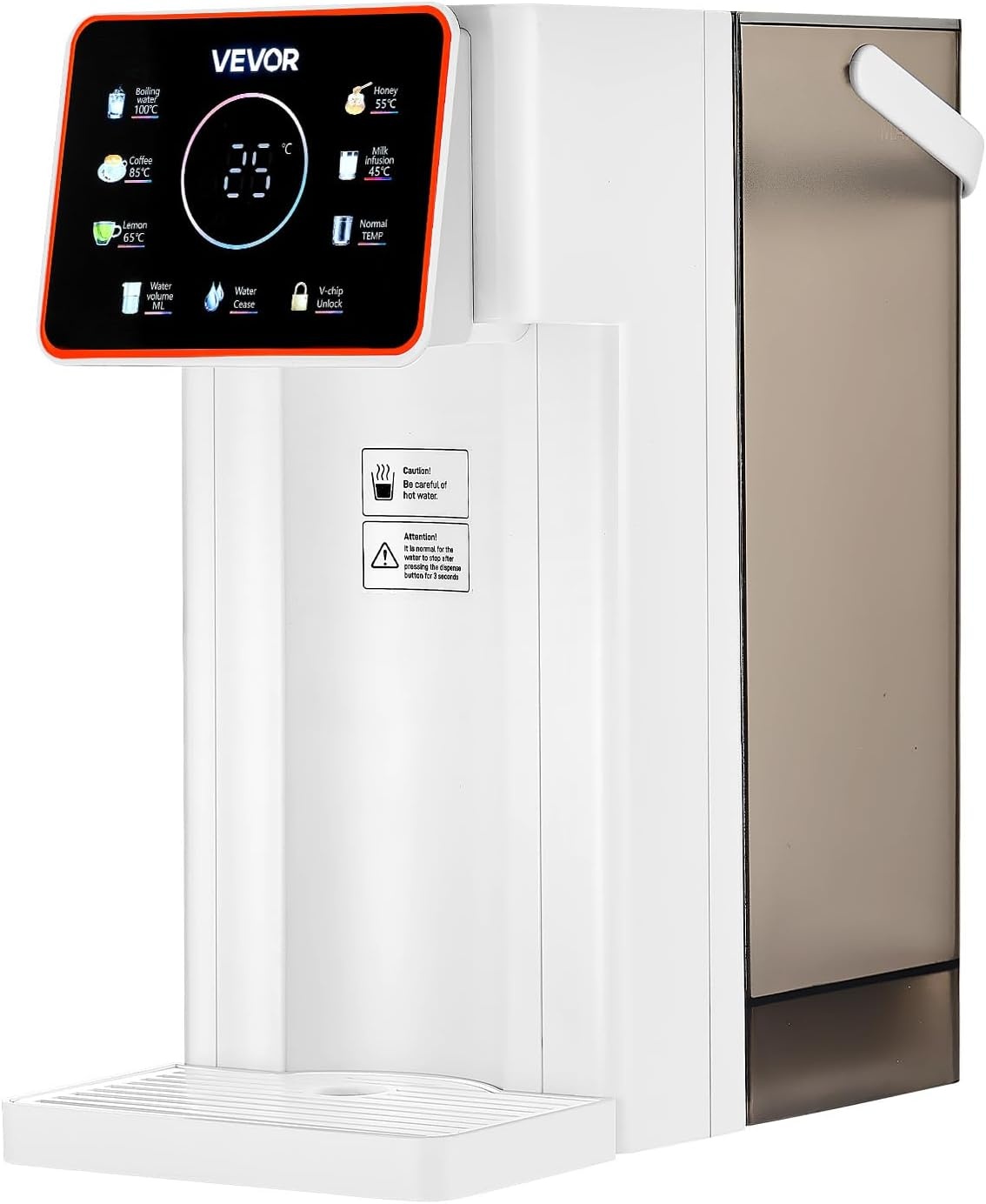 VEVOR Instant warmwaterdispenser, aanrecht kokend water dispenser met instelbare 6 temperaturen en 7 watervolumes, 100 oz verwijderbare watertank, snelle verwarming met touchscreen en kinderslot voor