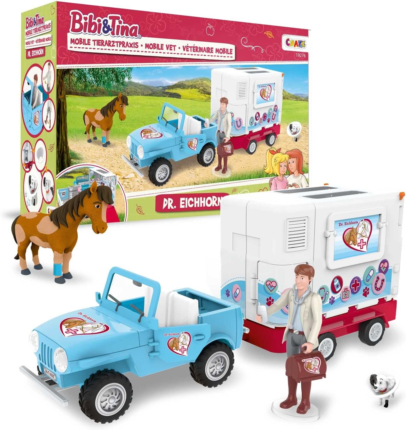 CRAZE Bibi en Tina speelset mobiel dierenarts station Dr. Eichhorn paarden speelgoed dokter speelfiguren Martinshof meisjes cadeau spellen vanaf 3 jaar 19276