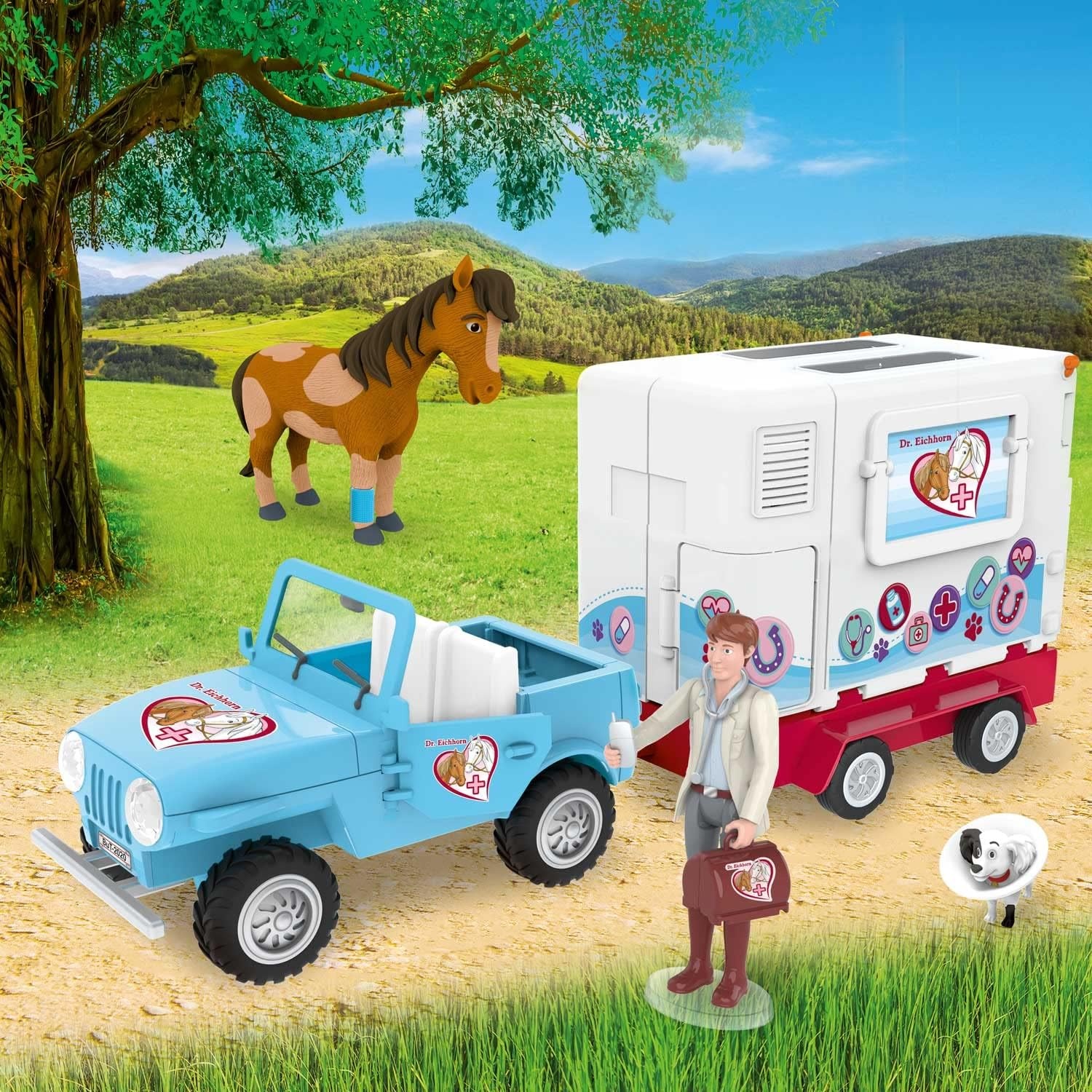 CRAZE Bibi en Tina speelset mobiel dierenarts station Dr. Eichhorn paarden speelgoed dokter speelfiguren Martinshof meisjes cadeau spellen vanaf 3 jaar 19276