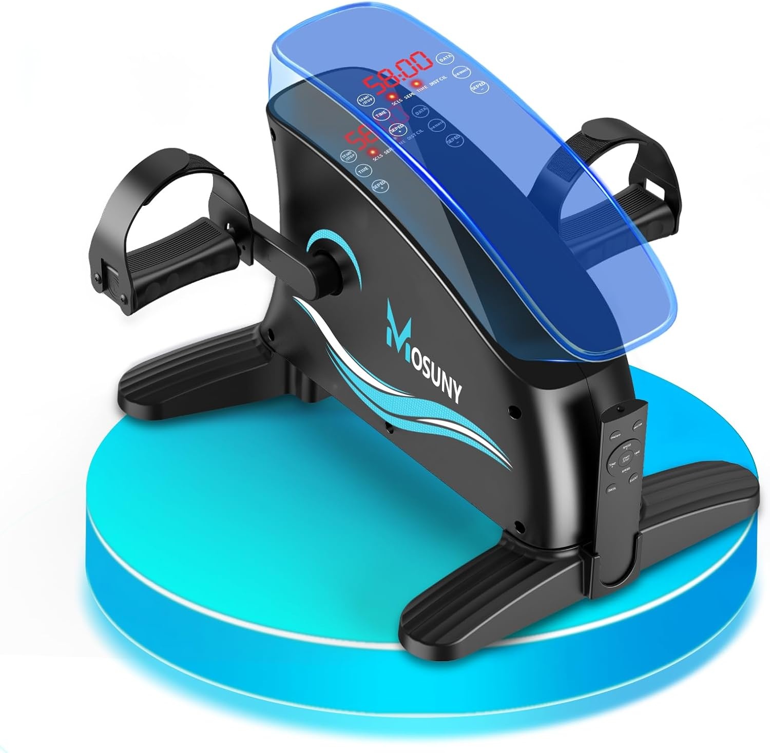 MOSUNY Elektrische Mini Hometrainer - Zwart/Wit - Met 15 Snelheden en Afstandsbediening