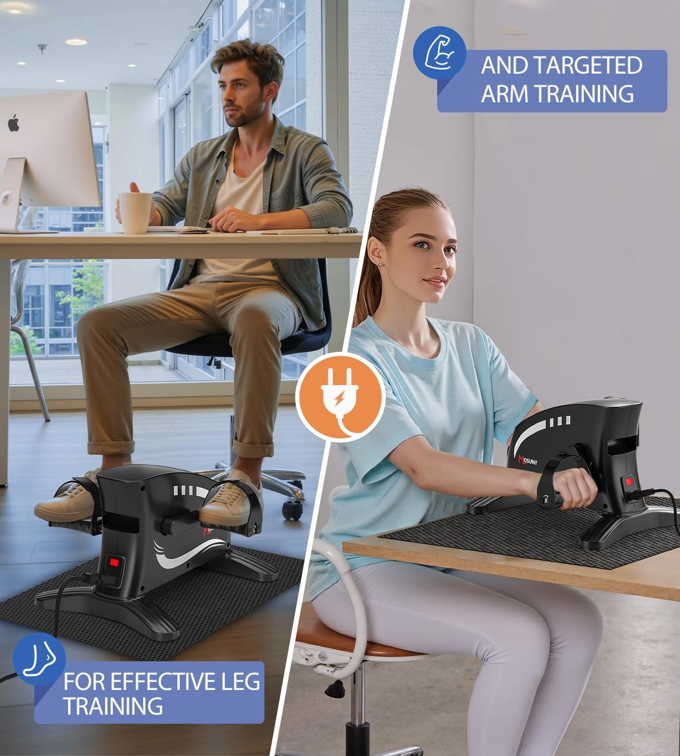 MOSUNY Elektrische Mini Hometrainer - Zwart/Wit - Met 15 Snelheden en Afstandsbediening