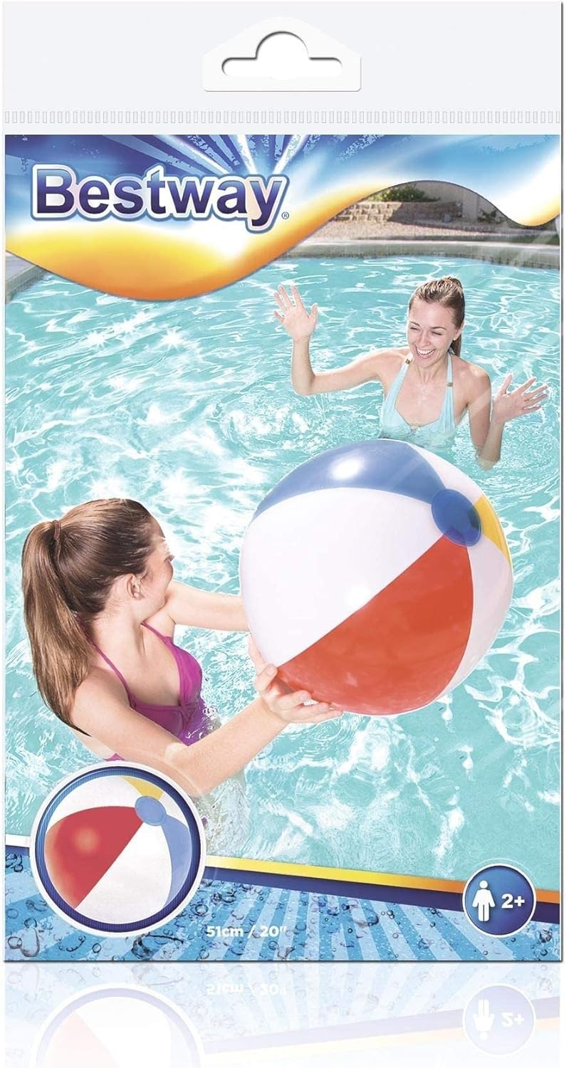 BESTWAY - Opblaasbare Bal - Strandspel - 31021 - Multicolor - Plastic - Kinderspeelgoed - Zwembad - Zomerspel - Lichtgewicht - 50 cm - Vanaf 24 maanden - Maat 51 cm