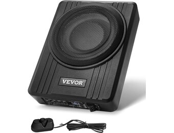 VEVOR 10-inch Actieve Subwoofer voor Auto - 300W - Zilver - Slank ontwerp voor onder de stoel