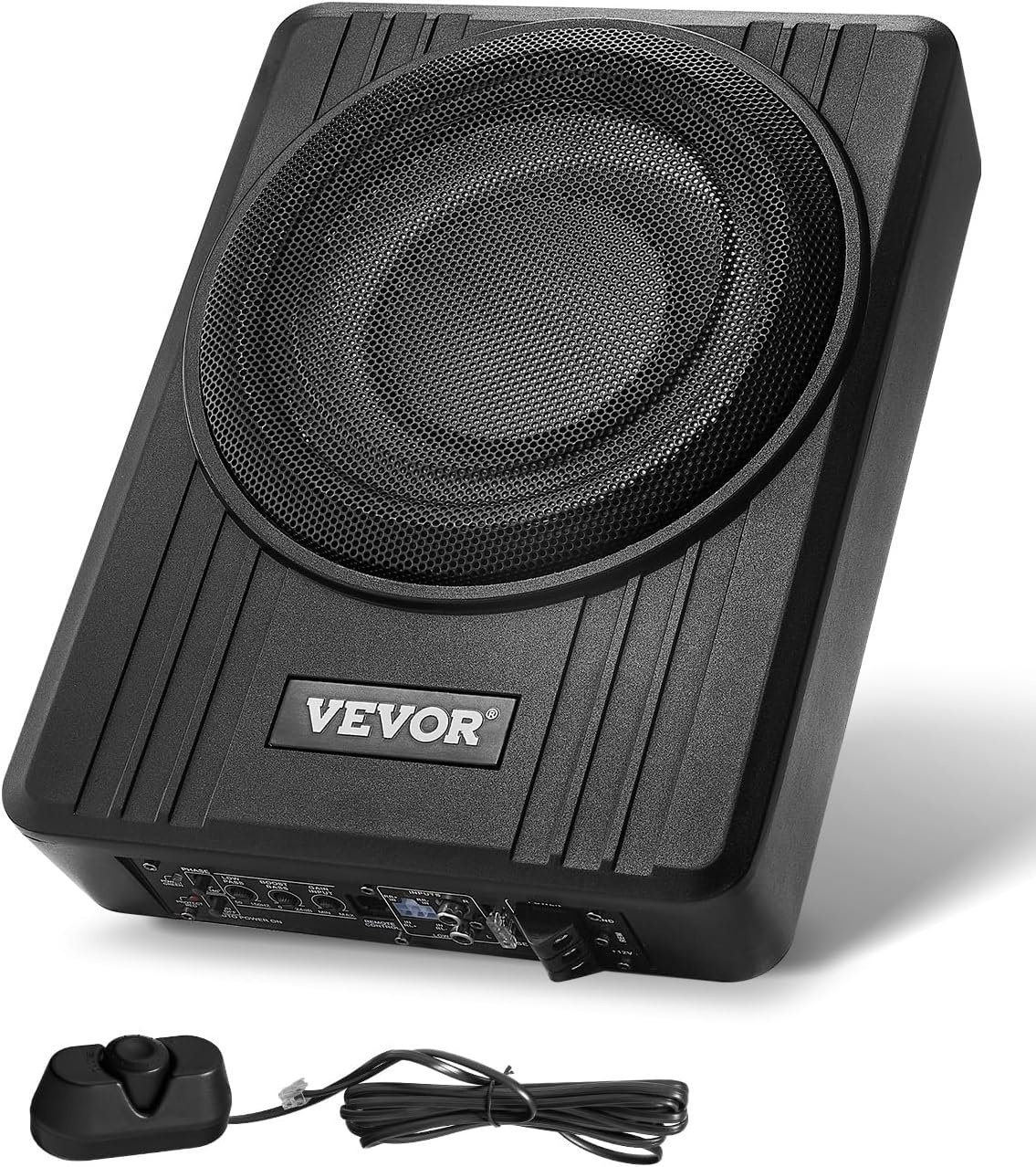 VEVOR 10-inch Actieve Subwoofer voor Auto - 300W - Zilver - Slank ontwerp voor onder de stoel