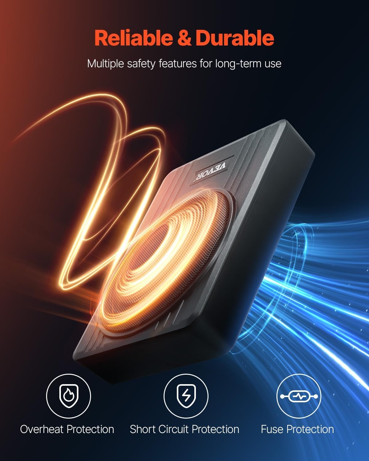 VEVOR 10-inch Actieve Subwoofer voor Auto - 300W - Zilver - Slank ontwerp voor onder de stoel
