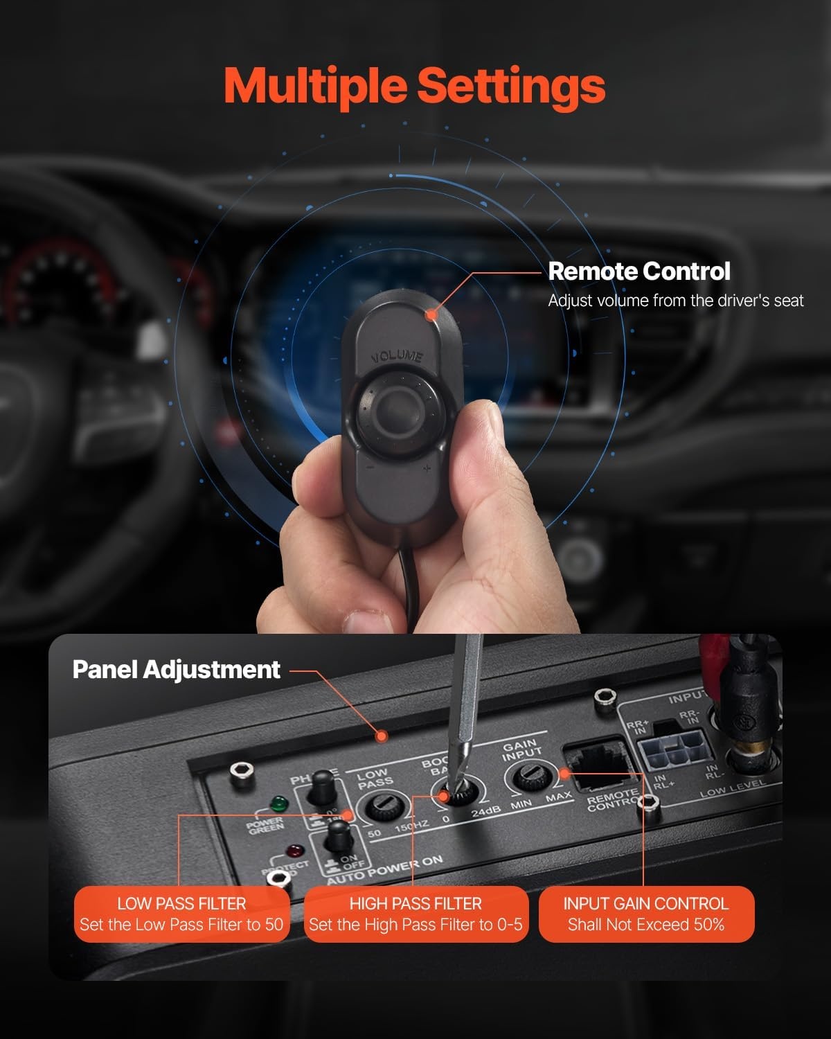 VEVOR 10-inch Actieve Subwoofer voor Auto - 300W - Zilver - Slank ontwerp voor onder de stoel