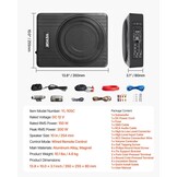 VEVOR 10-inch Actieve Subwoofer voor Auto - 300W - Zilver - Slank ontwerp voor onder de stoel