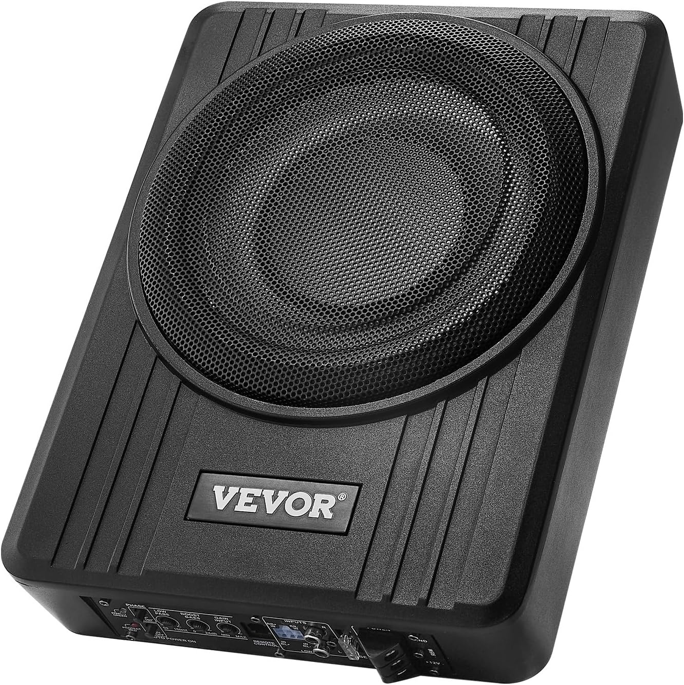 VEVOR 10-inch Actieve Subwoofer voor Auto - 300W - Zilver - Slank ontwerp voor onder de stoel