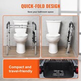 VEVOR Opvouwbaar veilig toiletframe, wc-steunstang met antislip handgrepen, draagvermogen 136 kg, met versterkte buis van aluminiumlegering, voor gehandicapten, zwangere mensen