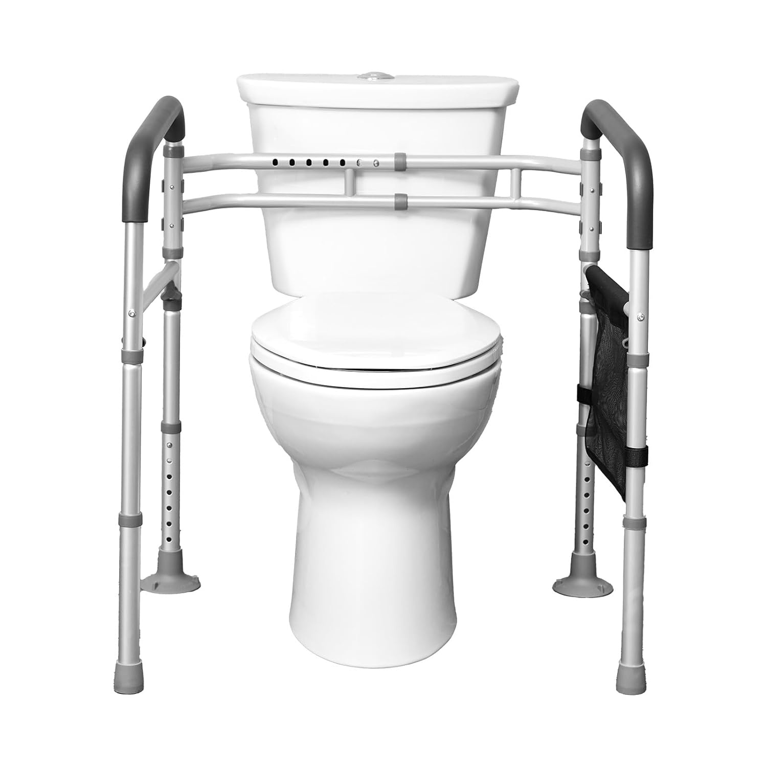 VEVOR Opvouwbaar veilig toiletframe, wc-steunstang met antislip handgrepen, draagvermogen 136 kg, met versterkte buis van aluminiumlegering, voor gehandicapten, zwangere mensen