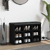 vidaXL Schoenenbank 82x32x50 cm bewerkt hout zwart