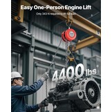 VEVOR Handmatige kettingtakel, draagvermogen 2 T, hefhoogte 3 m, met robuuste haak, G70-ketting, mechanische veiligheidsrem, goederenheffen voor garages, bouwplaatsen, magazijnen, rood