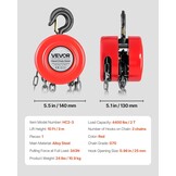 VEVOR Handmatige kettingtakel, draagvermogen 2 T, hefhoogte 3 m, met robuuste haak, G70-ketting, mechanische veiligheidsrem, goederenheffen voor garages, bouwplaatsen, magazijnen, rood