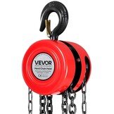 VEVOR Handmatige kettingtakel, draagvermogen 2 T, hefhoogte 3 m, met robuuste haak, G70-ketting, mechanische veiligheidsrem, goederenheffen voor garages, bouwplaatsen, magazijnen, rood