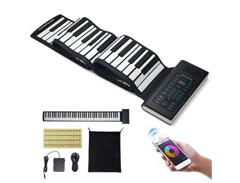 VEVOR Pianotoetsenbord met 88 toetsen, oprolbaar, 128 ritmes, 128 tonen, draagbaar, digitale hand met oplaadbare accu, luidspreker, 2 W led-display, 5 poorten, MIDI-functie, kinderen, beginners,