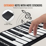 VEVOR Pianotoetsenbord met 88 toetsen, oprolbaar, 128 ritmes, 128 tonen, draagbaar, digitale hand met oplaadbare accu, luidspreker, 2 W led-display, 5 poorten, MIDI-functie, kinderen, beginners,