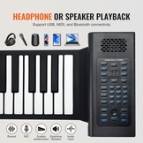 VEVOR Pianotoetsenbord met 88 toetsen, oprolbaar, 128 ritmes, 128 tonen, draagbaar, digitale hand met oplaadbare accu, luidspreker, 2 W led-display, 5 poorten, MIDI-functie, kinderen, beginners,