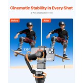 VEVOR Gimbal Stabilisator voor smartphone, 3-assige stabilisatie, voor video-opname, met magnetisch vullicht, gezichtsherkenning, gebarenbesturing
