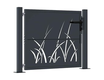 vidaXL Poort 105x105 cm met grasontwerp staal antracietkleurig