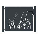 vidaXL Poort 105x105 cm met grasontwerp staal antracietkleurig