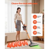 VEVOR Draadloze Steelstofzuiger 40KPA - Zwart & Oranje - Met LED-scherm en Anti-Klit Borstel