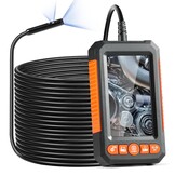 VEVOR Endoscoopcamera met dubbele lens, met halfharde kabel, 15 m, 1080p inspectiecamera met display, 8 + 1 ledverlichting, waterdicht conform IP67, voor auto's en loodgieterswerk, 145 x 85 x 26 mm