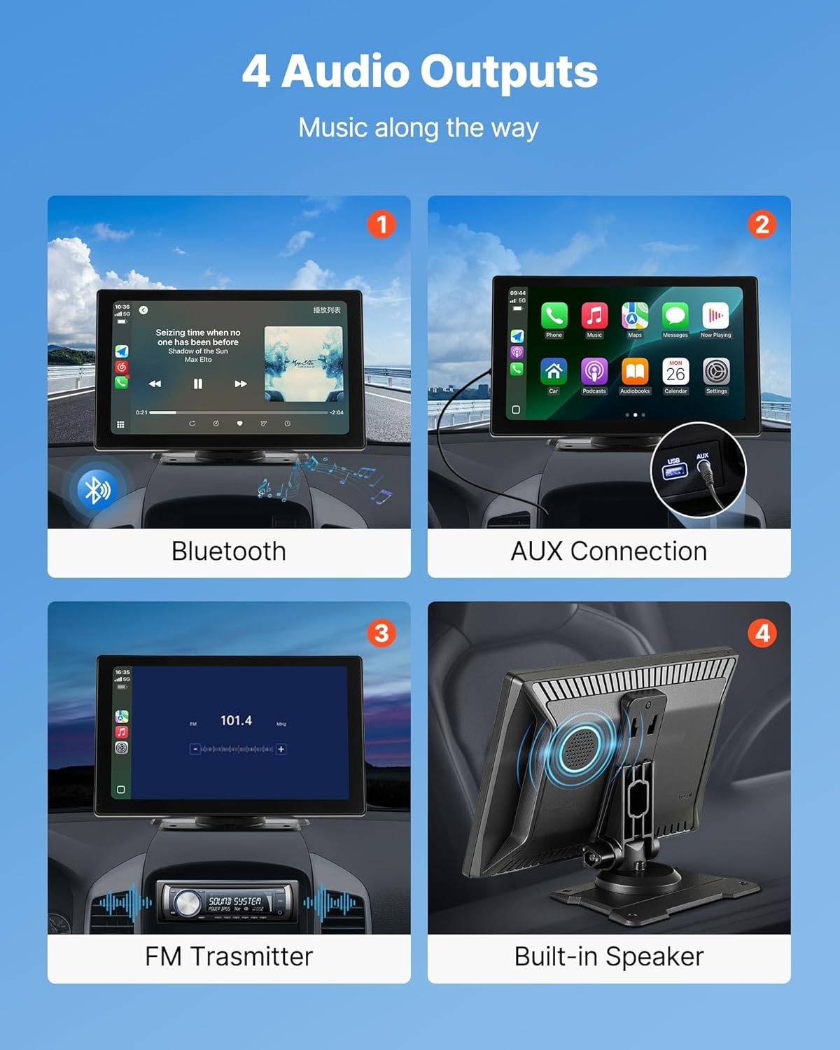 VEVOR Draadloze autoradio, centraal HD-touchscreen, 22,9 cm, compatibel met Apple CarPlay en Android auto, met achteruitrijcamera, spraakbediening, spiegellink, bluetooth, GPS-navigatie, voor auto