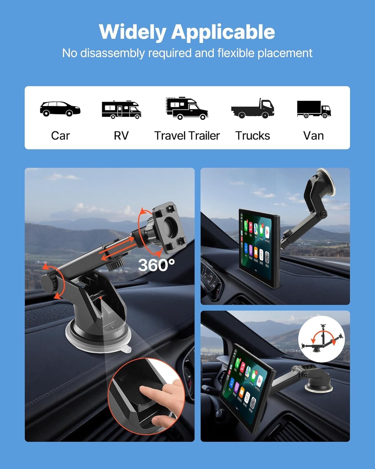 VEVOR Draadloze autoradio, centraal HD-touchscreen, 22,9 cm, compatibel met Apple CarPlay en Android auto, met achteruitrijcamera, spraakbediening, spiegellink, bluetooth, GPS-navigatie, voor auto