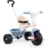 Smoby - Be Fun Blauwe Driewieler - Verstelbare en Afneembare Ouderlijke Wandelstok Tot 95 Cm - Veiligheidsgordel - Vanaf 15 Maanden - Gemaakt in Spanje