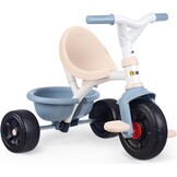 Smoby - Be Fun Blauwe Driewieler - Verstelbare en Afneembare Ouderlijke Wandelstok Tot 95 Cm - Veiligheidsgordel - Vanaf 15 Maanden - Gemaakt in Spanje
