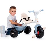 Smoby - Be Fun Blauwe Driewieler - Verstelbare en Afneembare Ouderlijke Wandelstok Tot 95 Cm - Veiligheidsgordel - Vanaf 15 Maanden - Gemaakt in Spanje