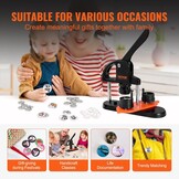 VEVOR Badge Machine 32 mm Badge Press with 500 Consumables, Magic Book and Circle Cutter, Machine for Making Badges Made of Robust Plastic, for Making Pin Badges