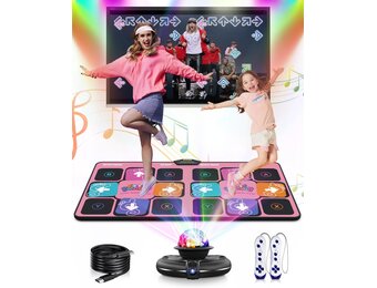 Dansmat voor kinderen - Elektronische dansmatten voor tv met HD-camera, antislip fitnessmat voor binnen met 2 draadloze controller en kleurrijke discobal, cadeau voor jongens, meisjes en