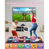 Dansmat voor kinderen - Elektronische dansmatten voor tv met HD-camera, antislip fitnessmat voor binnen met 2 draadloze controller en kleurrijke discobal, cadeau voor jongens, meisjes en