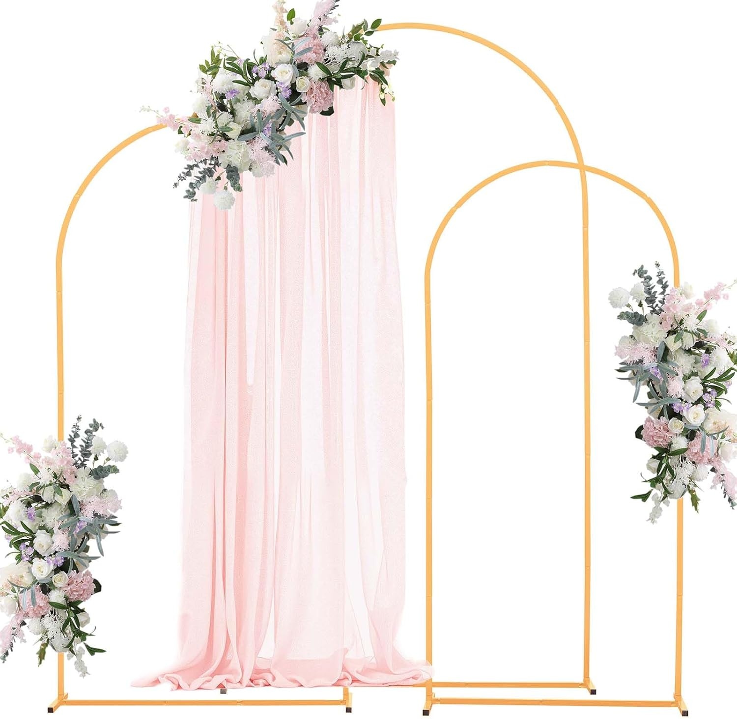 VEVOR 3 Pack 7.4 Inch 6 Feet Arch Backdrop Stand, Stable Structure, Easy Assembly, Gold Metal Stand for Wedding, Birthday Party, Graduation, Party - Maat 7.2ft,6.6ft,6ft