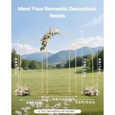 VEVOR 3 Pack 7.4 Inch 6 Feet Arch Backdrop Stand, Stable Structure, Easy Assembly, Gold Metal Stand for Wedding, Birthday Party, Graduation, Party - Maat 7.2ft,6.6ft,6ft