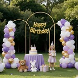 VEVOR 3 Pack 7.4 Inch 6 Feet Arch Backdrop Stand, Stable Structure, Easy Assembly, Gold Metal Stand for Wedding, Birthday Party, Graduation, Party - Maat 7.2ft,6.6ft,6ft