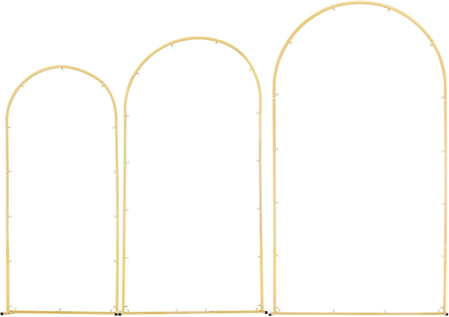 VEVOR 3 Pack 7.4 Inch 6 Feet Arch Backdrop Stand, Stable Structure, Easy Assembly, Gold Metal Stand for Wedding, Birthday Party, Graduation, Party - Maat 7.2ft,6.6ft,6ft