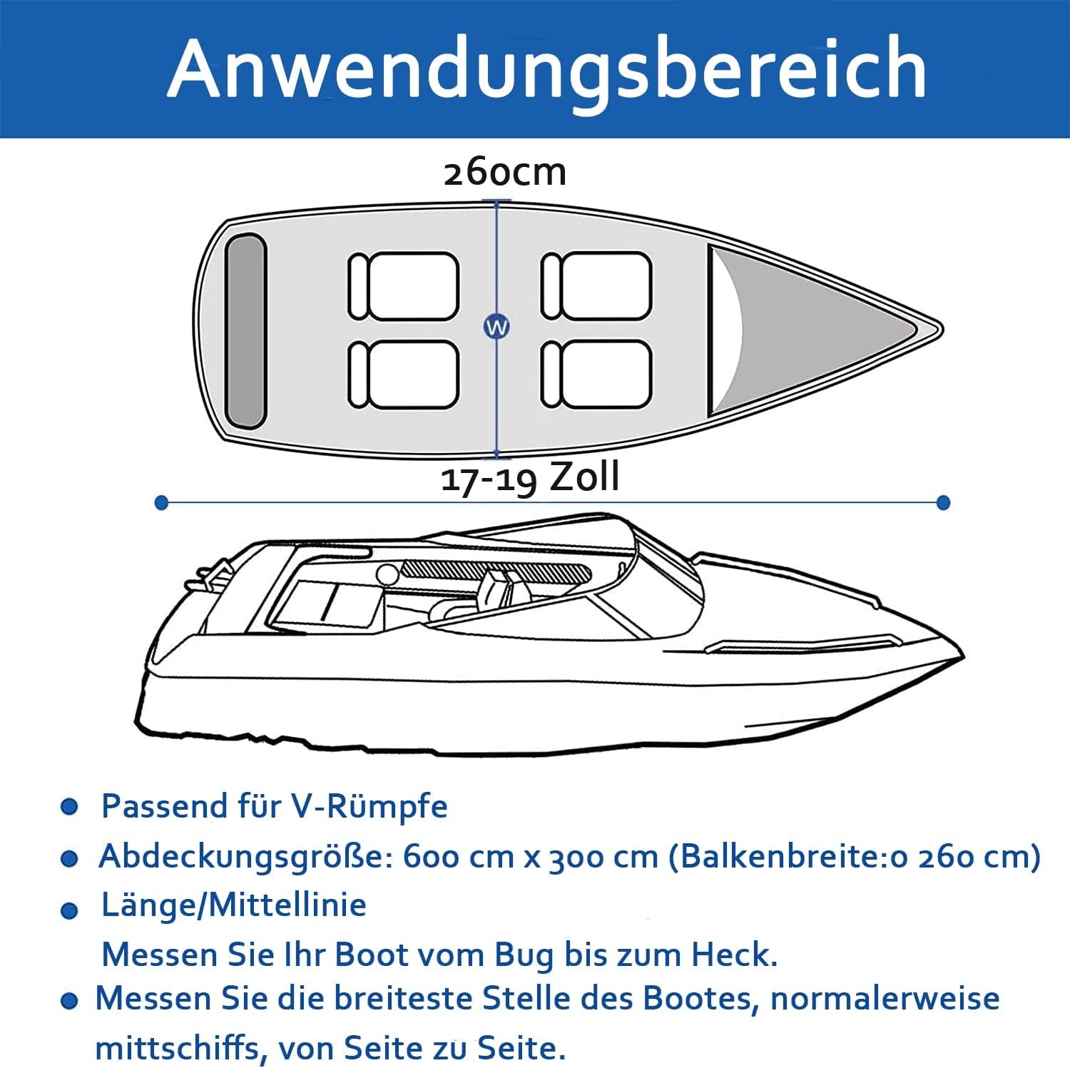 Big Ant 600D bootafdekking, 100% waterdicht, bootzeilen, stofdicht, UV-bestendig bootzeil voor jacht, snelboot, visboot, V-romp, 4 x 40 m