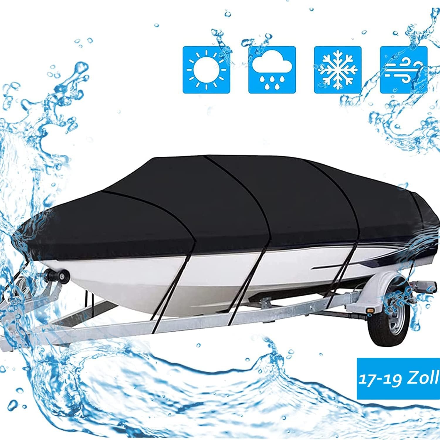 Big Ant 600D bootafdekking, 100% waterdicht, bootzeilen, stofdicht, UV-bestendig bootzeil voor jacht, snelboot, visboot, V-romp, 4 x 40 m
