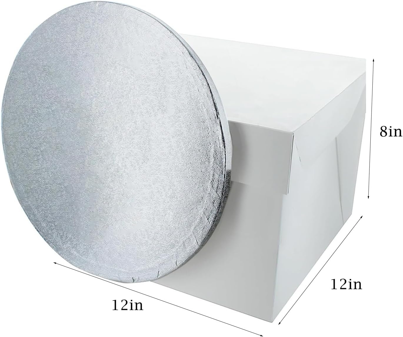 1 taartdoos met 1 onderzetter, 30 x 30 x 20 cm (verpakking van 12 inch)