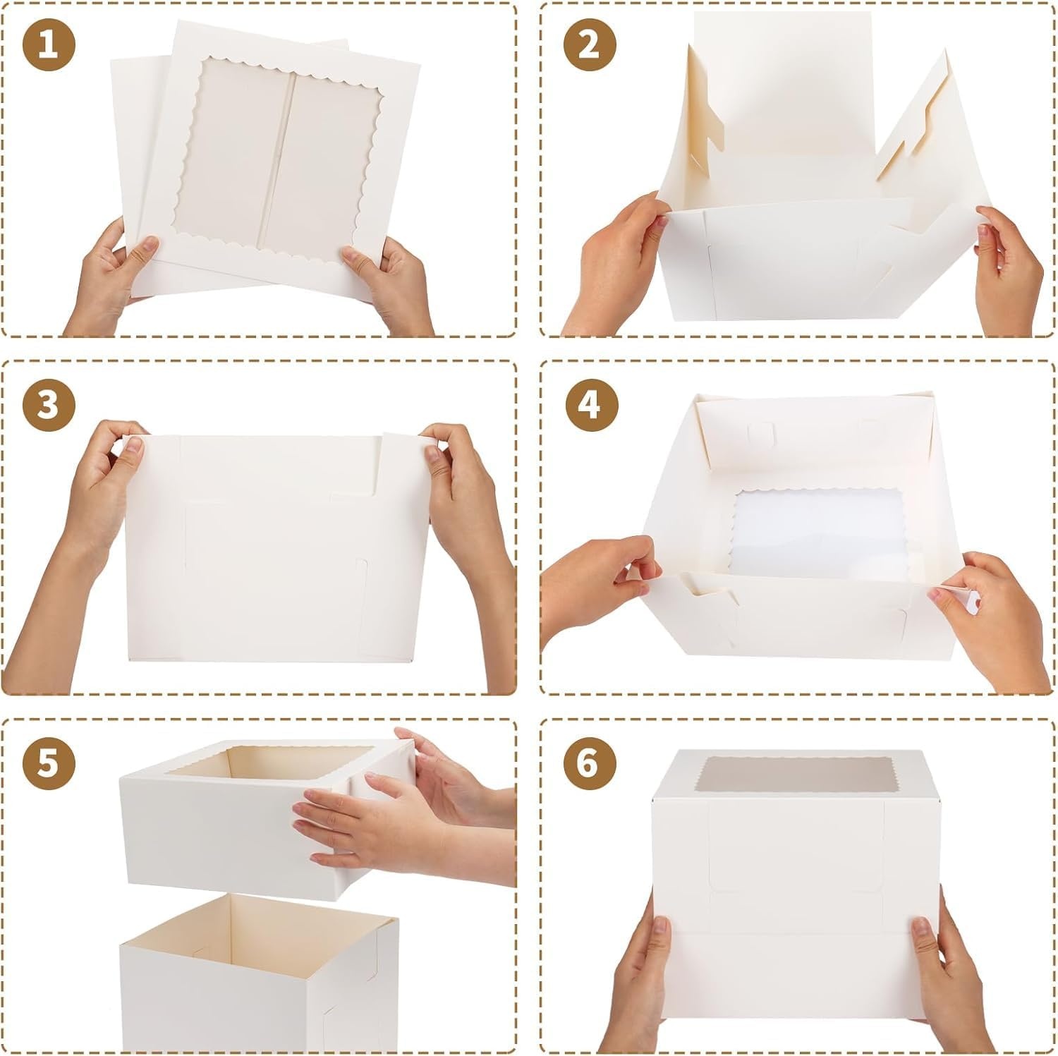 1 taartdoos met 1 onderzetter, 30 x 30 x 20 cm (verpakking van 12 inch)