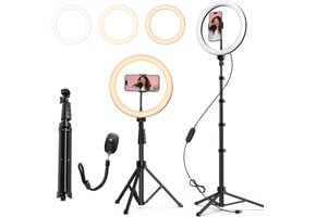 12" Ringlamp met 160cm Statief - 3 Kleuren, 10 Helderheden - 45% Korting