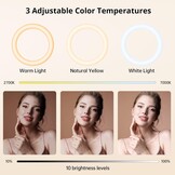 ATUMTEK 12" Ring Light met 160 LED’s en 160 cm Statief, 3 Lichtstanden & 10 Helderniveaus, Dimbare Selfie Ringlamp met Afstandsbediening voor TikTok, YouTube, Livestreams en Fotografie